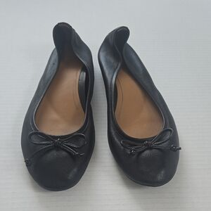 Vionic Callisto Black Leather Flats with Bow Sz 9